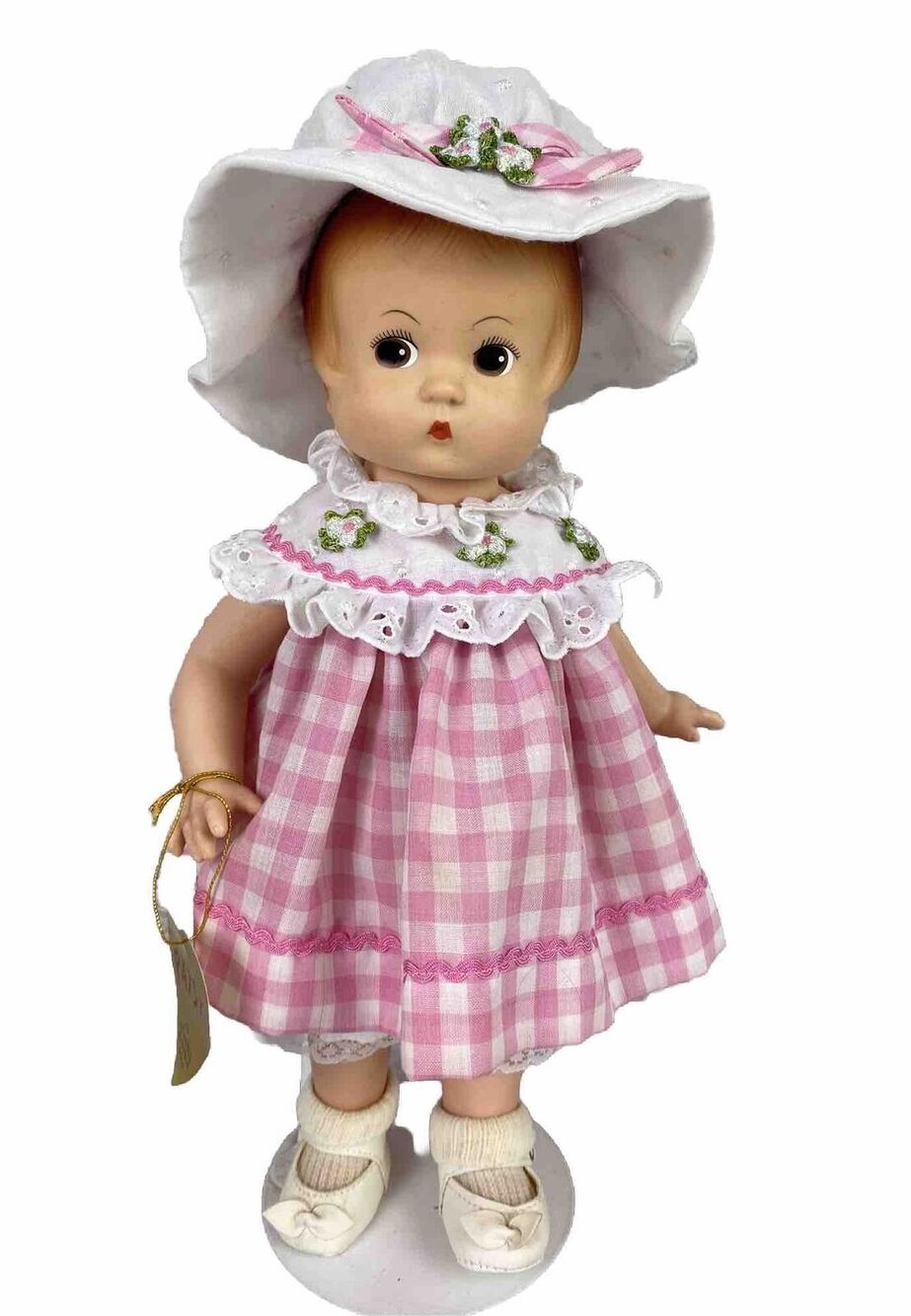 Vintage 1994 Effanbee Patsy Playtime Doll Pink & White Dress & Bonnet Durable